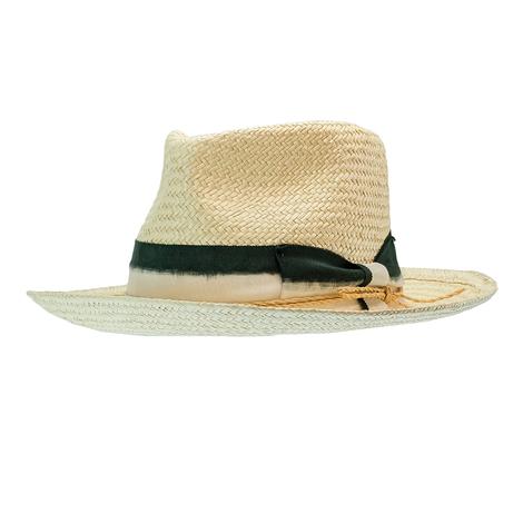 Wyeth Andy Panama Straw Hat with Mid Brim Grosgrain Ribbon
