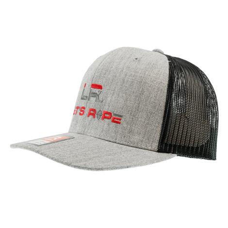 Let's Rope Flat Bill Black and Heather Grey Mesh Back Cap