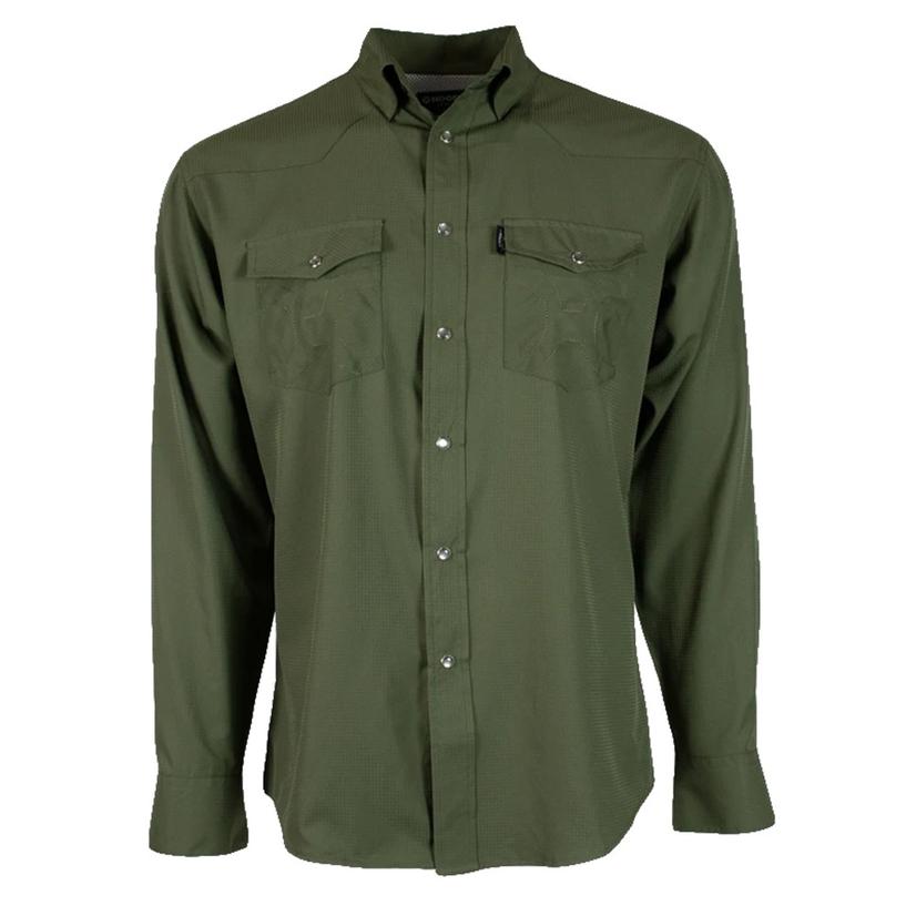 Sol Olive Long Sleeve Pearl Snap Men's Shirt by Hooey
