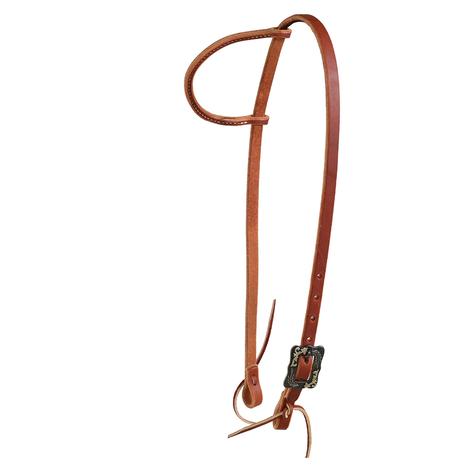 Oiled Browband with Dark Rawhide Leather Headstall STT Braided and