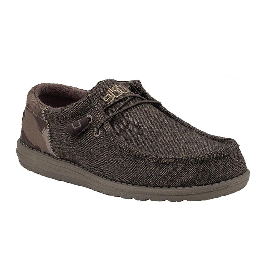 Wally Funk Wool Dark Brown Camo Men's Shoes by Hey Dude