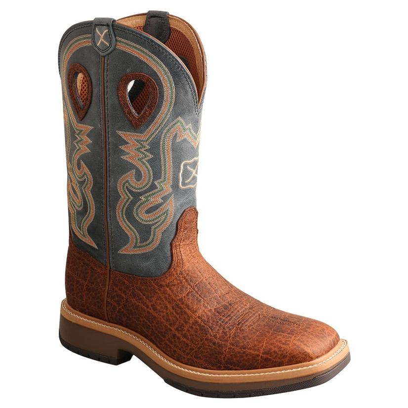 Distressed Brown and Blue Horseman Men's Boots by Twisted X