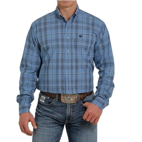 Taos Blue Plaid Long Sleeve Men's Shirt by Kimes Ranch
