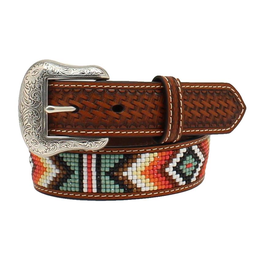 Diamond Basket Weave Beaded Aztec Boy's Belt by Nocona
