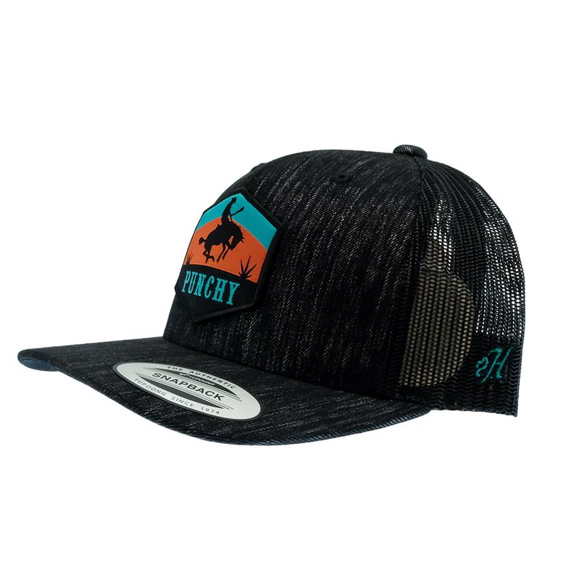Punchy Black 6 Panel Trucker with Patch Logo by Hooey