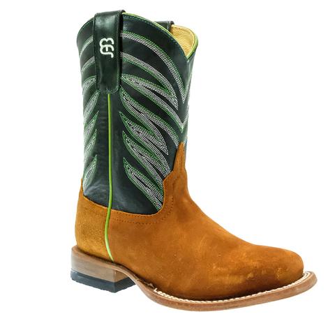 Anderson Bean Green and Tan Suede Kid Boots