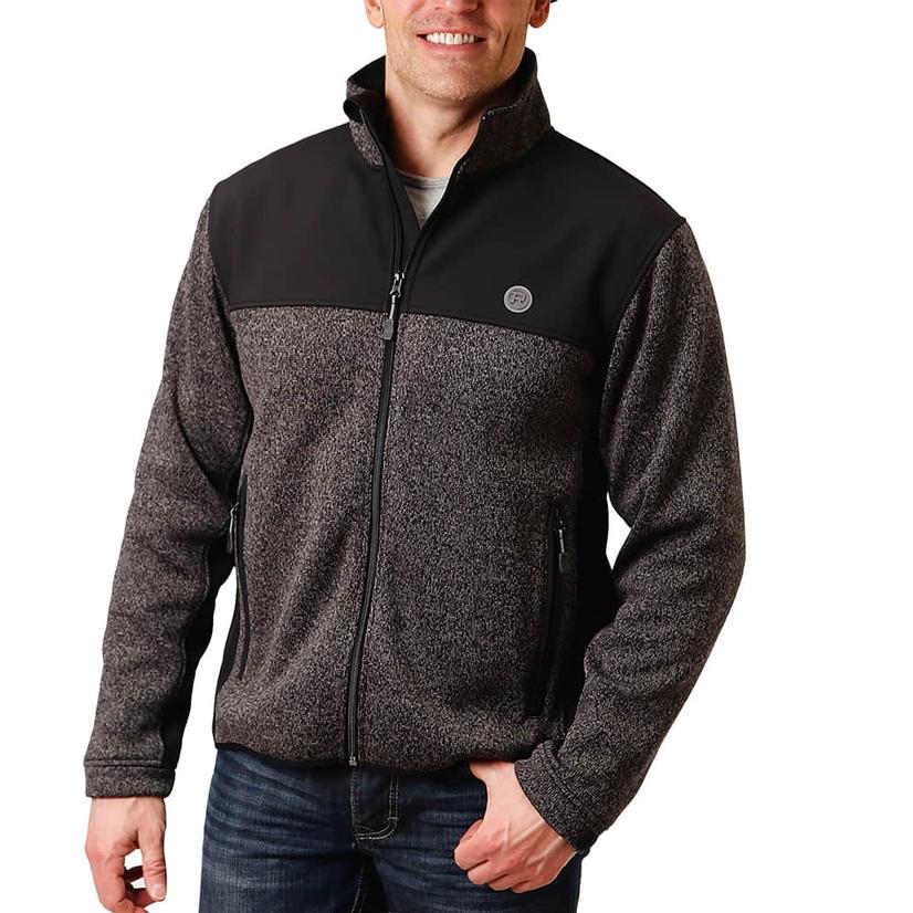 Charcoal Sweater Knit Softshell Men's Jacket by Roper