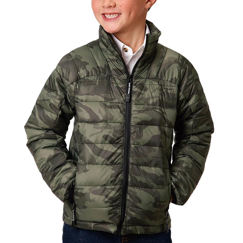 Camo Lightweight Crushable Boy's Puffer Jacket by Roper