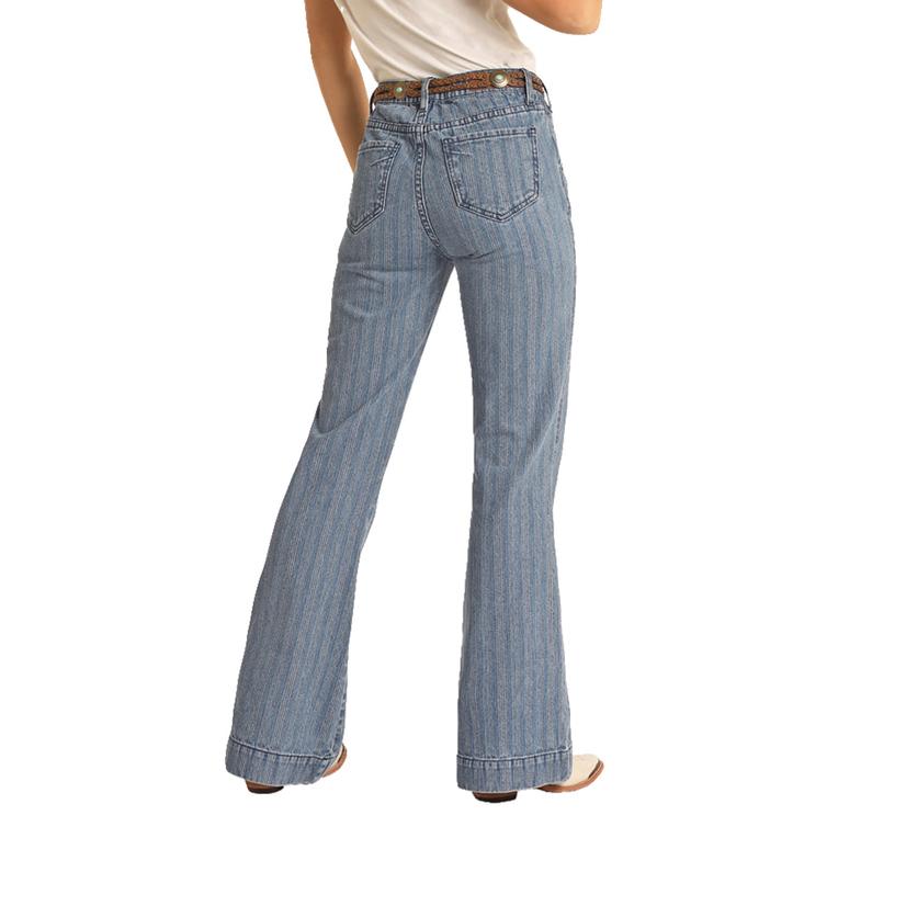 High-rise flared jacquard jeans