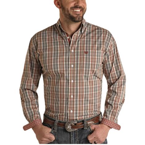 Panhandle Men's Button-Down Plaid Shirt
