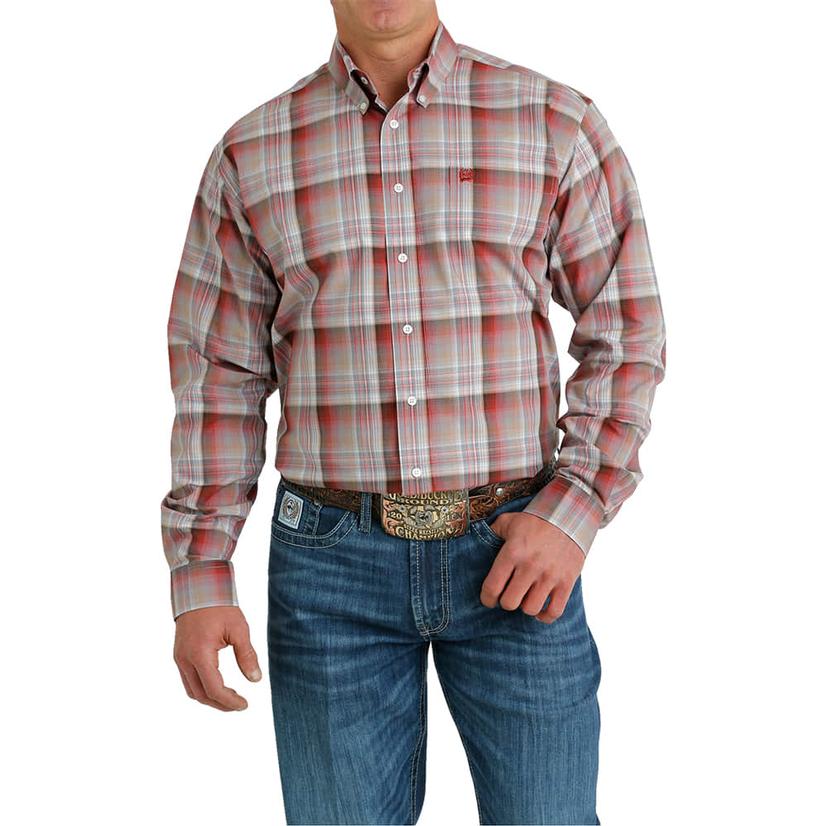 Plaid Long Sleeve Button-Down Men's Shirt by Cinch