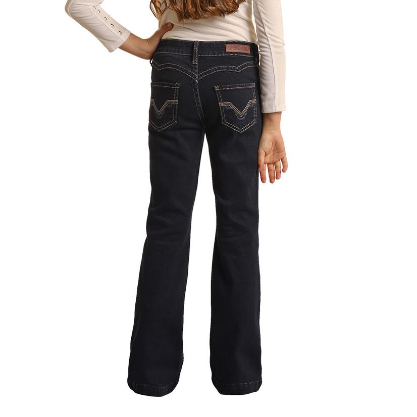 Dark Wash Girls Trouser Jeans by Rock & Roll Cowgirl
