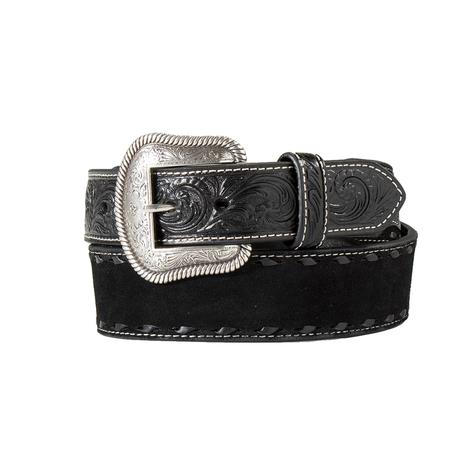 Nocona Western Belt Mens Leather Tooled Diamond Conchos Black