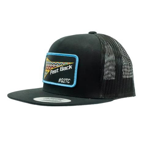 Fast Back Black Flat Bill With Aztec Patch Mesh Back Cap