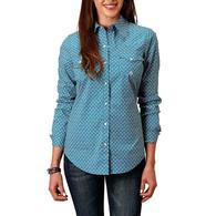 Roper Armarillo Blue Stretch Poplin Long Sleeve Snap Women's Shirt