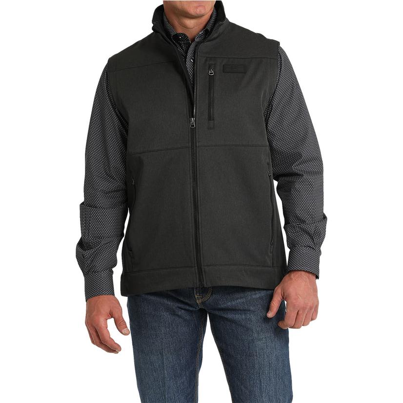  Cinch Black Waffle Back Softshell Men's Vest