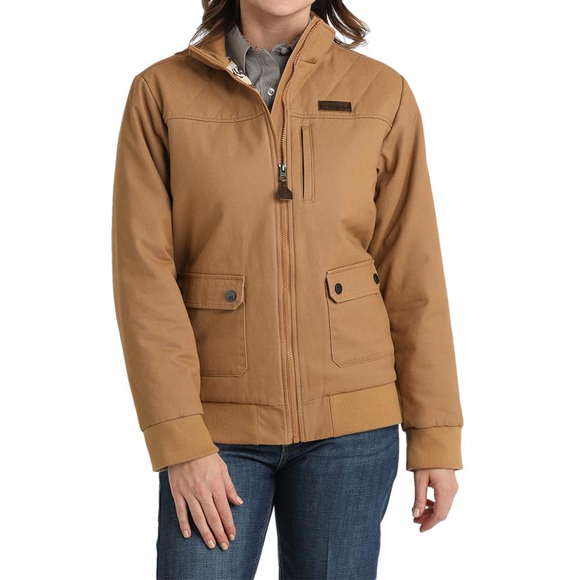  Cinch Brown Canvas Women's Bomber Jacket