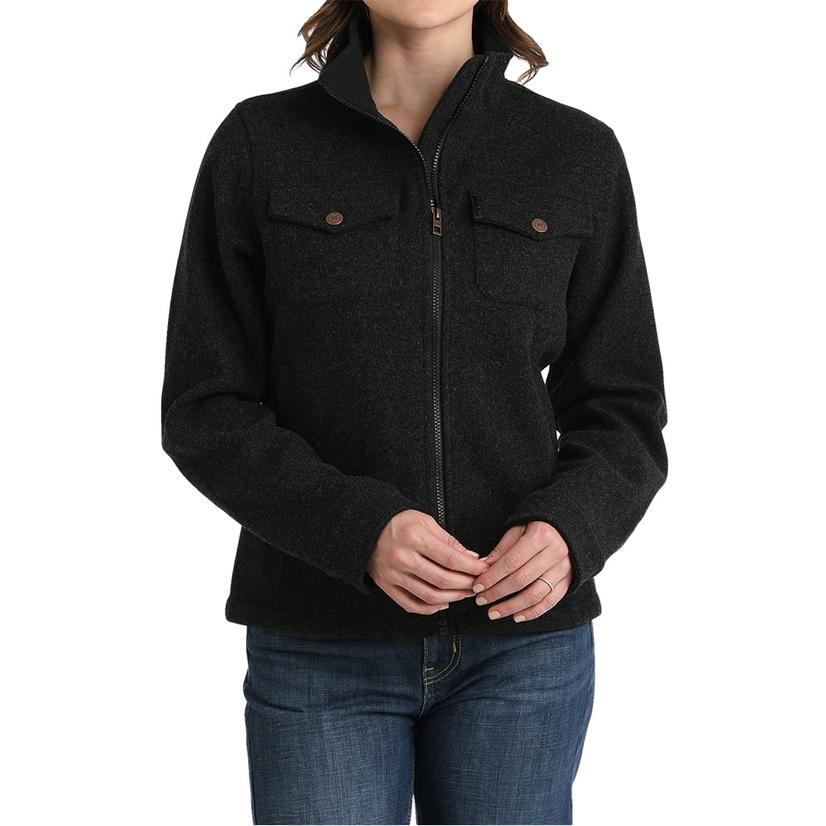  Cinch Black Brushed Knit Women's Shirt Jacket