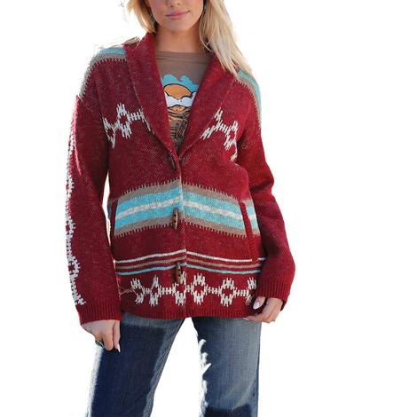 Cruel Girl Red Sweater Knit Women's Cardigan