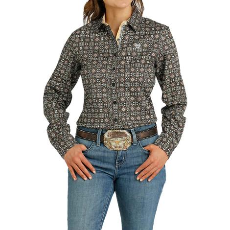 Cinch Grey Long Sleeve Button-Down Women's Shirt