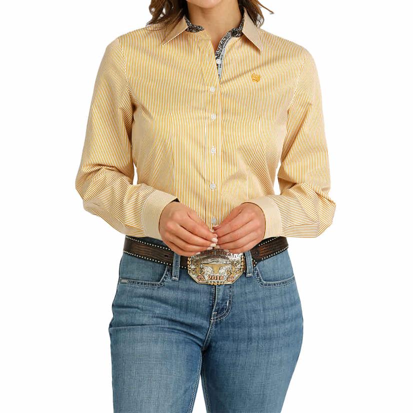  Cinch Gold Tencel Striped Long Sleeve Buttondown Women's Shirt