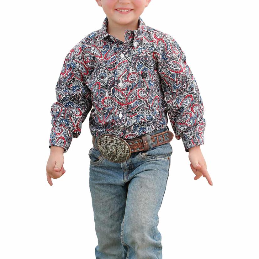  Cinch Printed Long Sleeve Button- Down Boy's Shirt