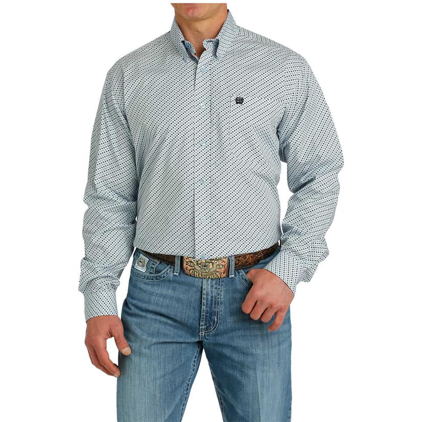  Cinch Men's Long Sleeve Button- Down Blue Shirt