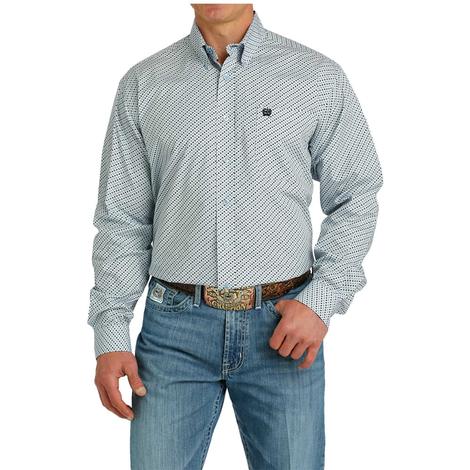 Cinch Men's Long Sleeve Button-Down Blue Shirt