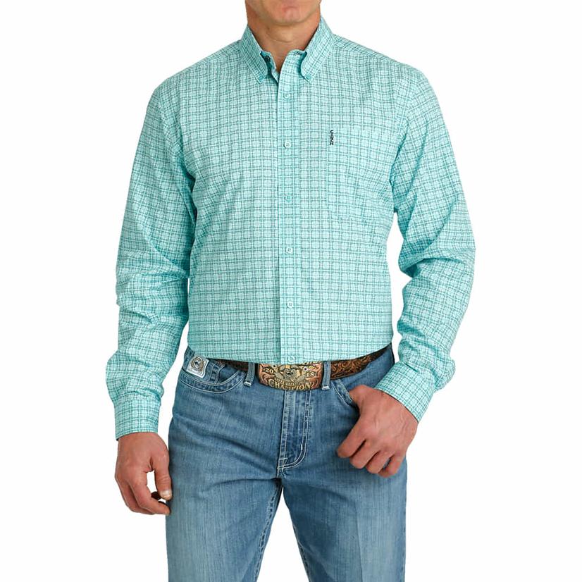 Cinch Modern Fit Blue Long Sleeve Button- Down Men's Shirt