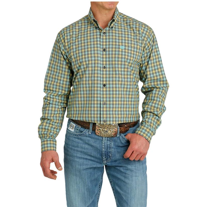  Cinch Plaid Button- Down Long Sleeve Men's Shirt