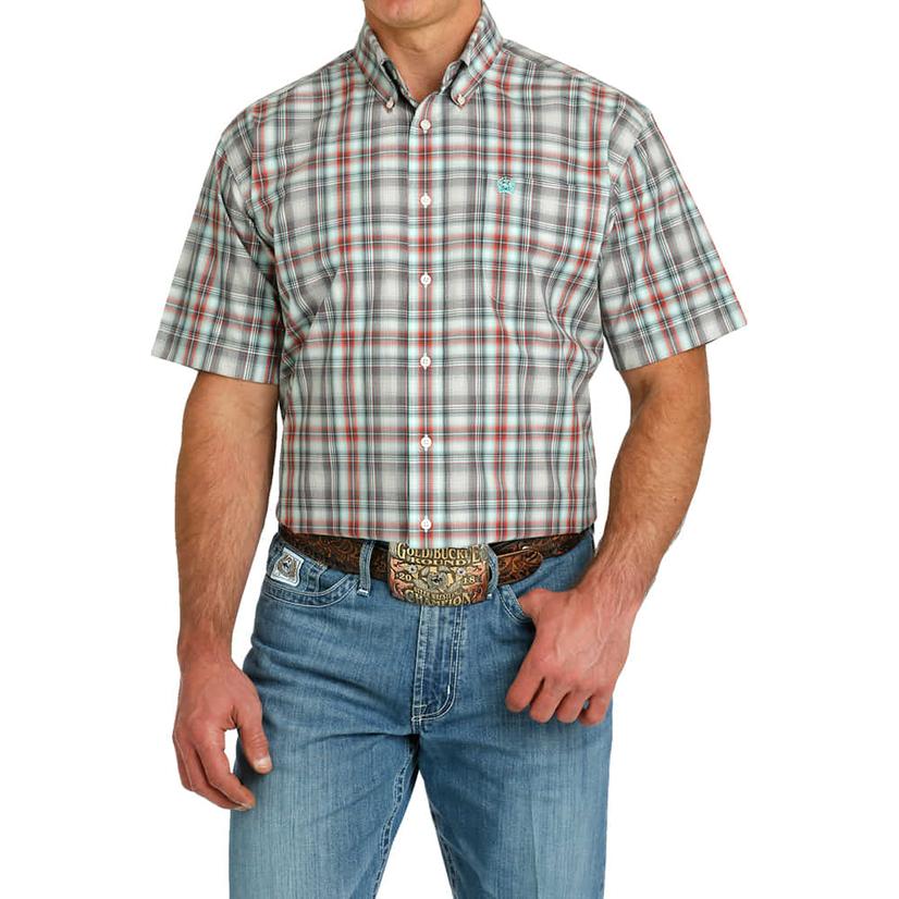  Cinch Multi- Colored Short Sleeve Button- Down Men's Shirt