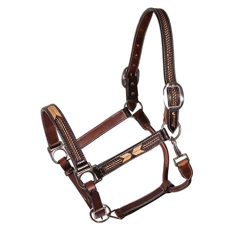Professional's Choice Black Floral Roughout Leather Halter