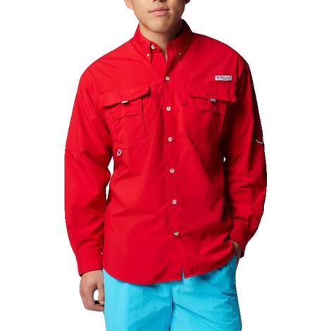 Columbia Bahama II Long Sleeve Men's Shirt In Red Spark