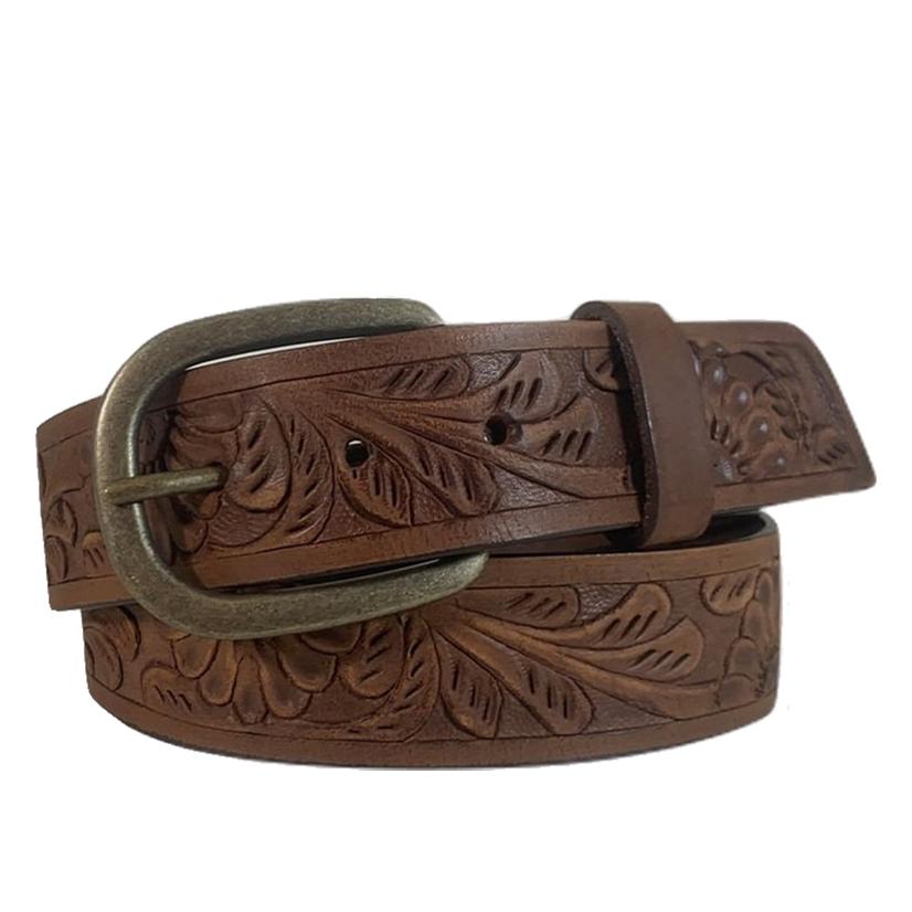  Roper Brown Hand Tooled Leather Women's Belt