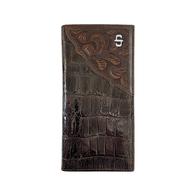 Stetson Brown Top Grain Hand Tooled Western Overlay With Croco Embossed Leather Checkbook