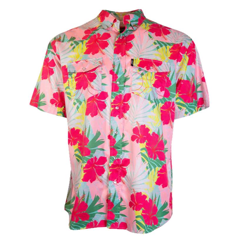  Hooey Men's Palm Print Sol Short Sleeve Snap 3xl Shirt