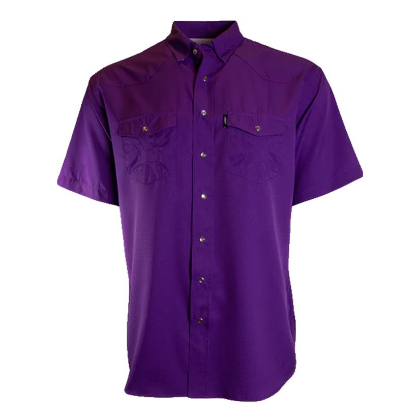 Men's Purple Short Sleeve Snap Sol 3XL Shirt by Hooey