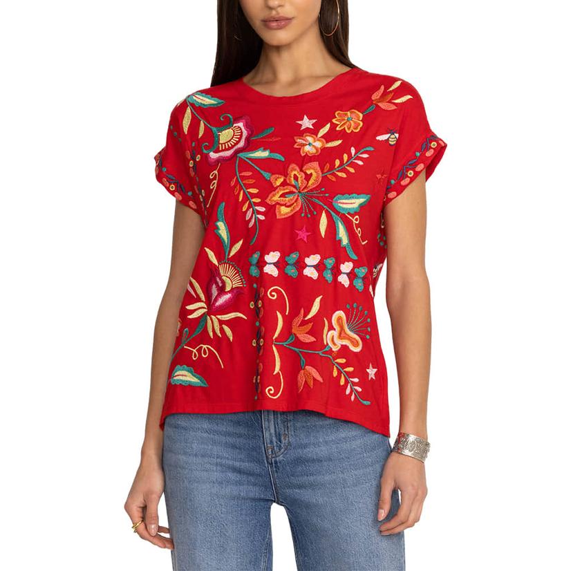  Johnny Was Women's Red Averi Relaxed Shirt