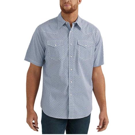 Wrangler 20X Advanced Comfort Blue Short Sleeve Snap Men's Shirt