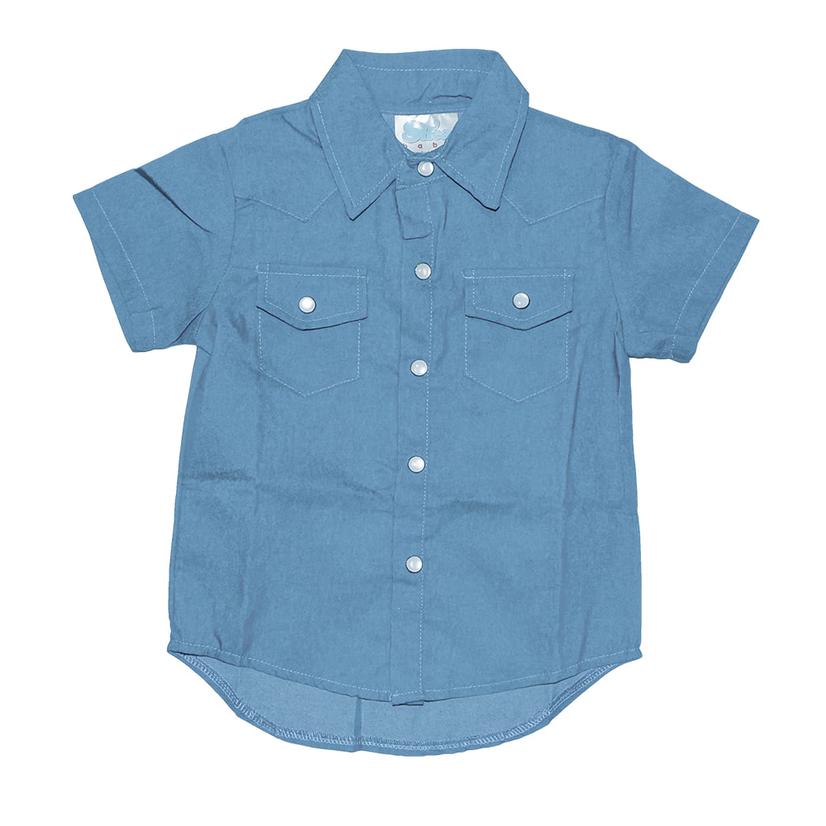  Shea Baby Boy's Light Denim Short Sleeve Snap Shirt