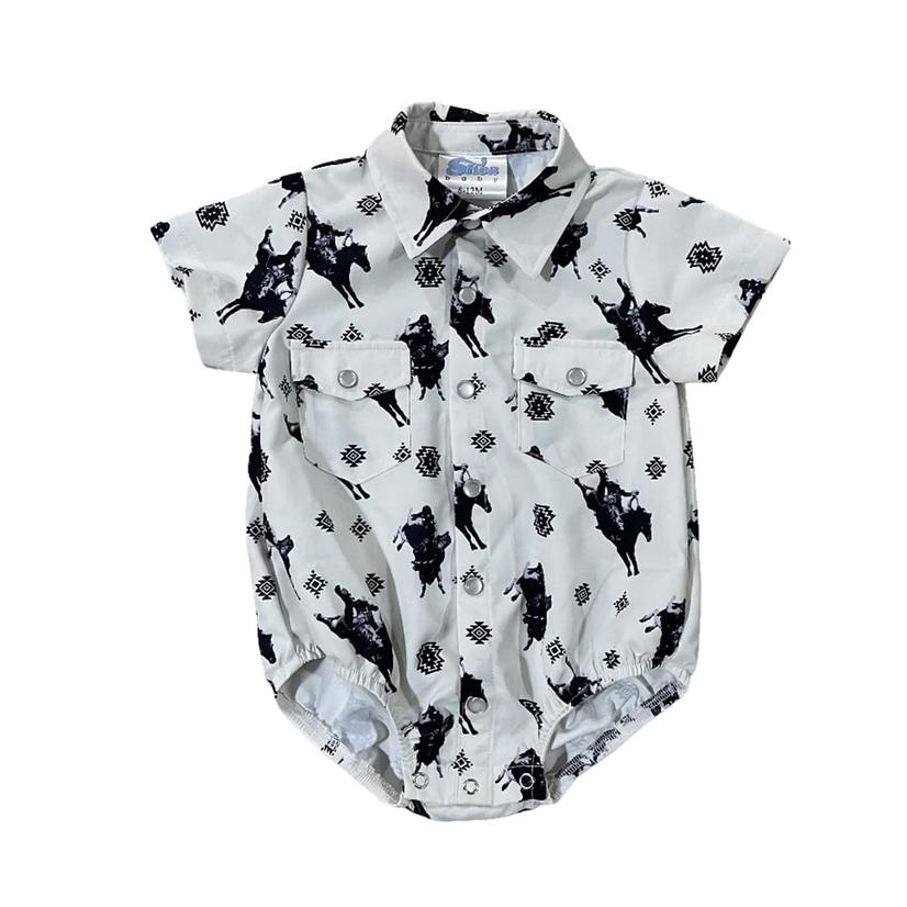  Shea Baby Boy's Cream Timey Short Sleeve Snap Shirt