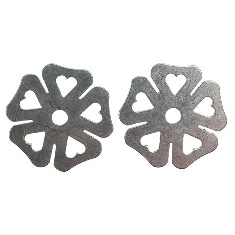 Dutton Bits Silver 5 Point Cloverleaf Heart Spur Rowels Paired 1 3/8