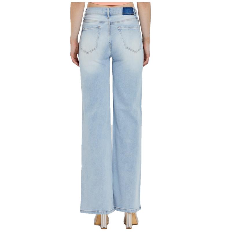  Risen Jeans Dipped V Wide Leg Light Wash Women's Jeans