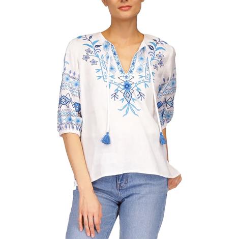 JWLA By Johnny Was Women's White Tara Linen Relaxed Blouse