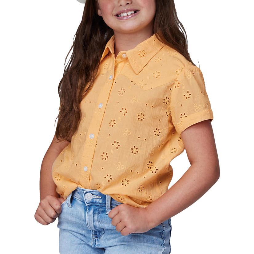  Roper Five Star Orange Eyelet Buttondown Girl's Shirt