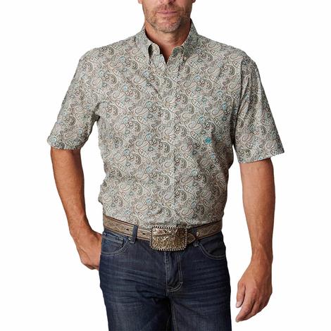Roper Brown Short Sleeve Paisley Snap Men's Shirt