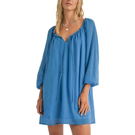 Sadie & Sage Blue Coastal Long Sleeve Flowy Women's Mini Dress
