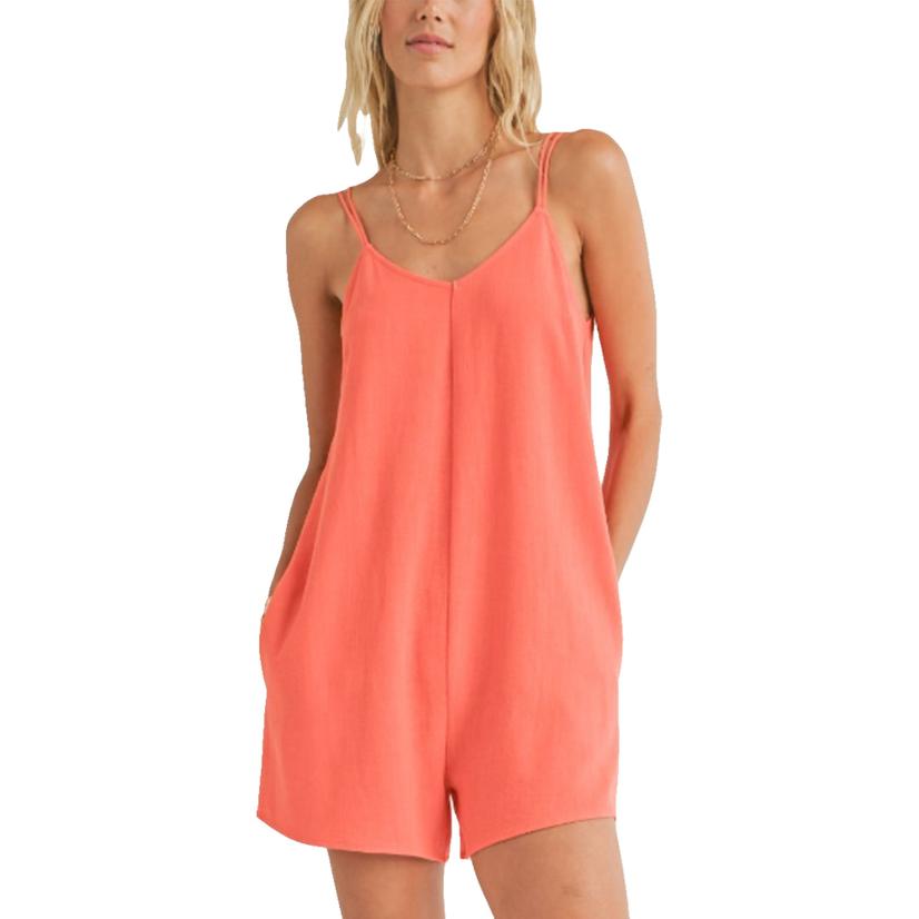 Coral Shoreline Women s Romper by Sadie Sage