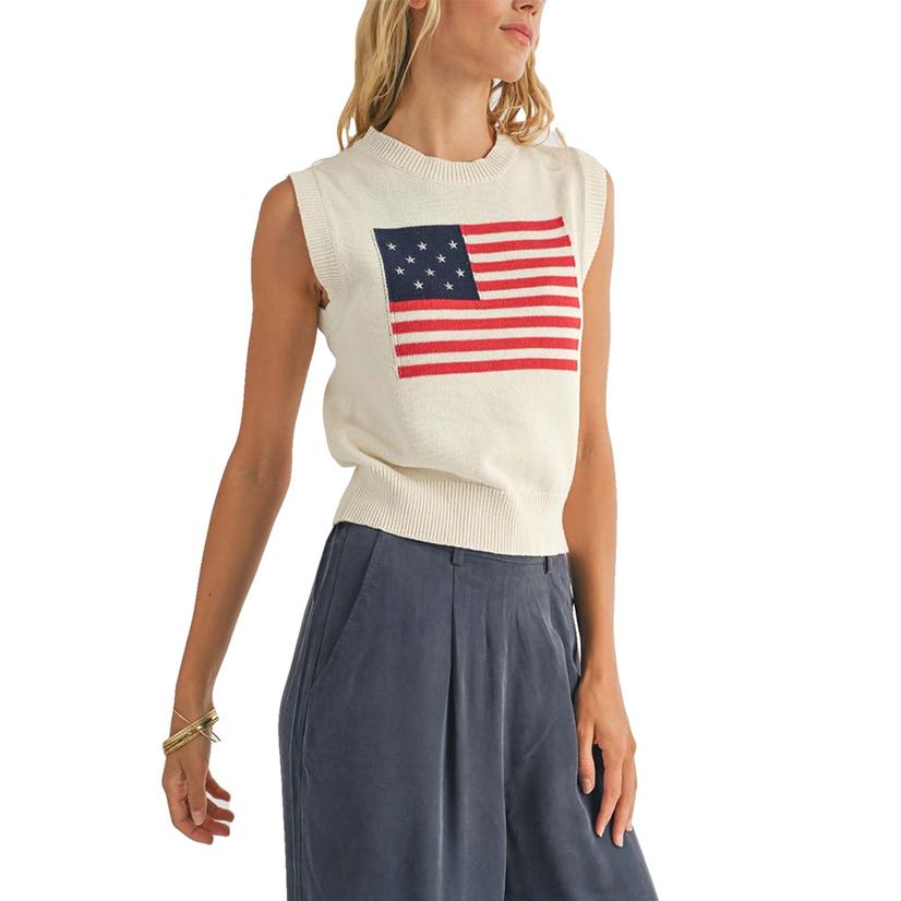  Sadie & Sage Americana Flag Women's Sweater Tank