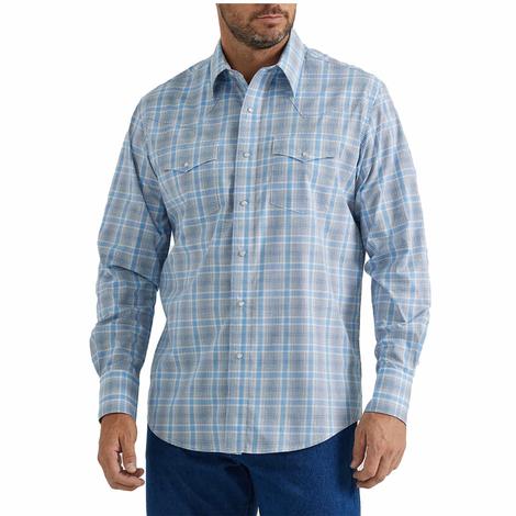 Wrangler Blue Wrinkle Resist Long Sleeve Men's Shirt